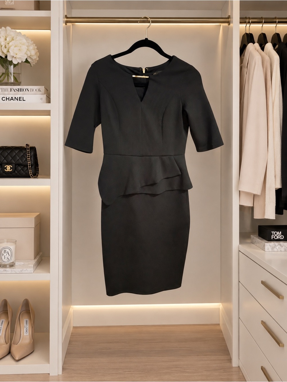 Chic Black Peplum Sheath Dress